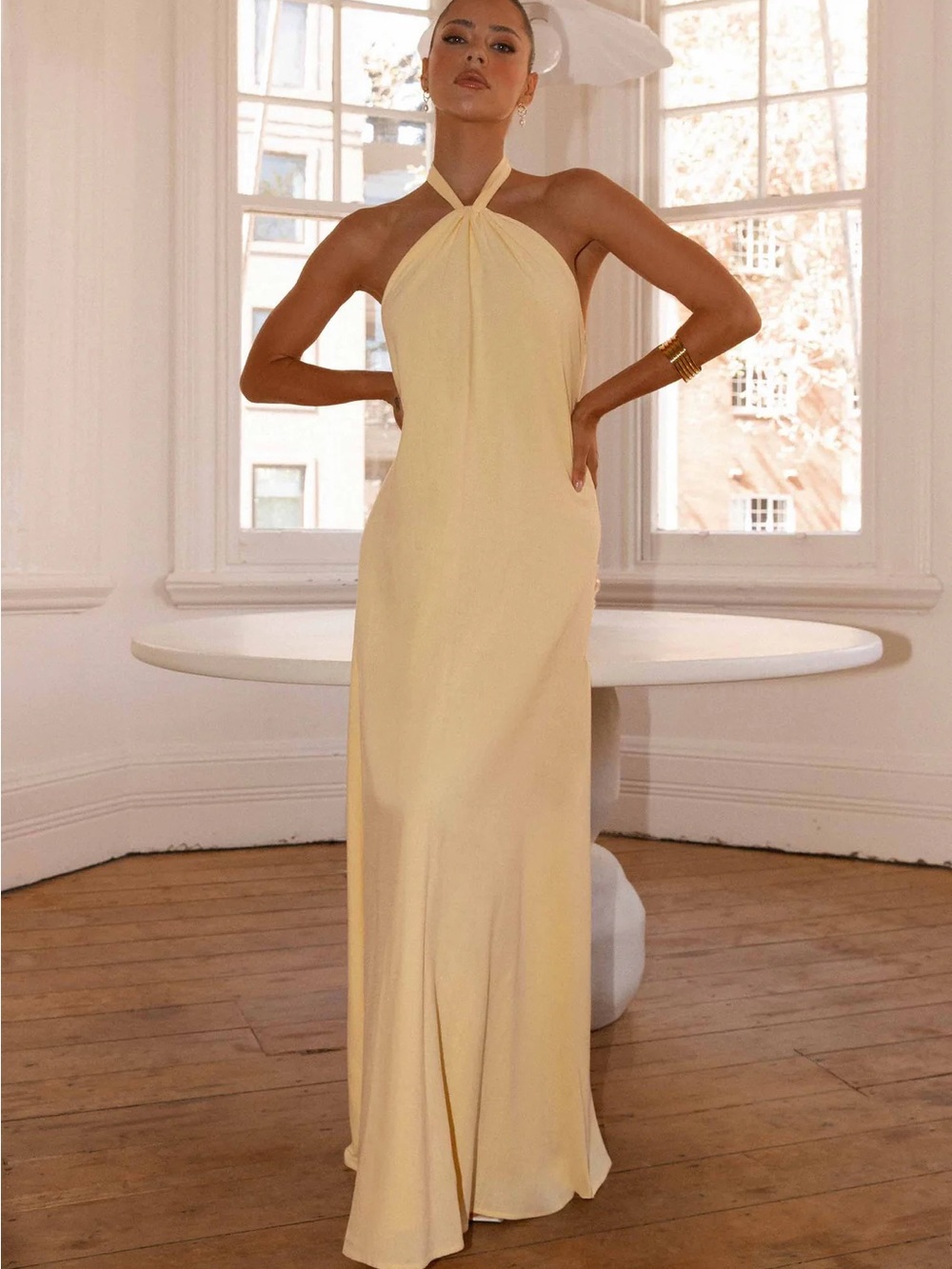 Peppermayo Golden Child Linen Halter Maxi Dress Butter Yellow - Size 4